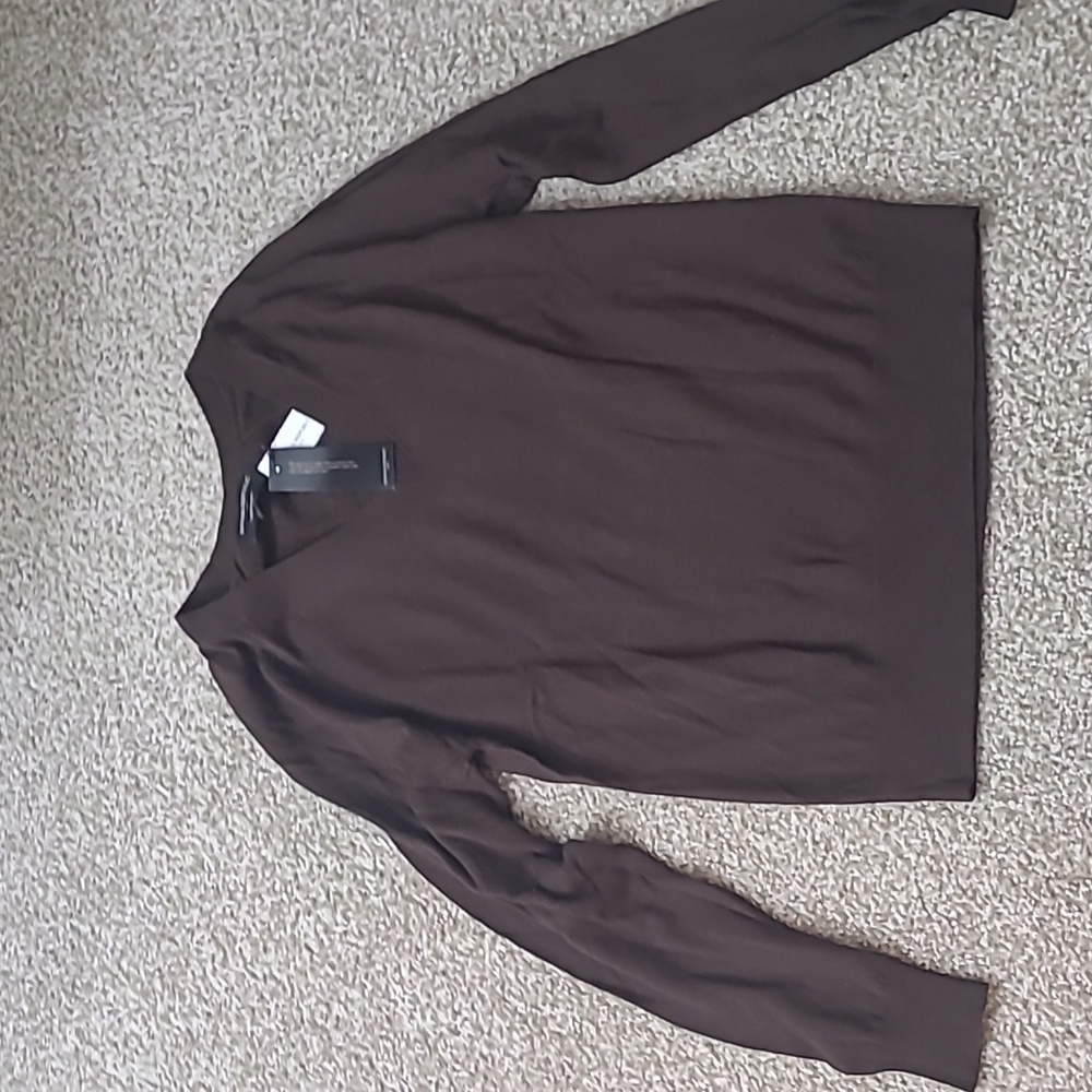 NWT Banana Republic Factory brown v neck lightweight cotton blend sweater